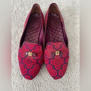 Tory Burch Chandra Smoking Loafer red and purple- Sz 7